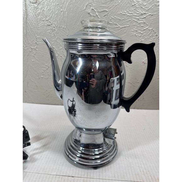 Vintage Keyst-O-Matic KeystOMatic C6605 Chrome Percolator Coffee Pot Electric - Picture 2 of 6